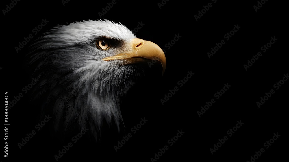 Obraz premium Cinematic Side Profile of a Eagle with Dramatic Lighting