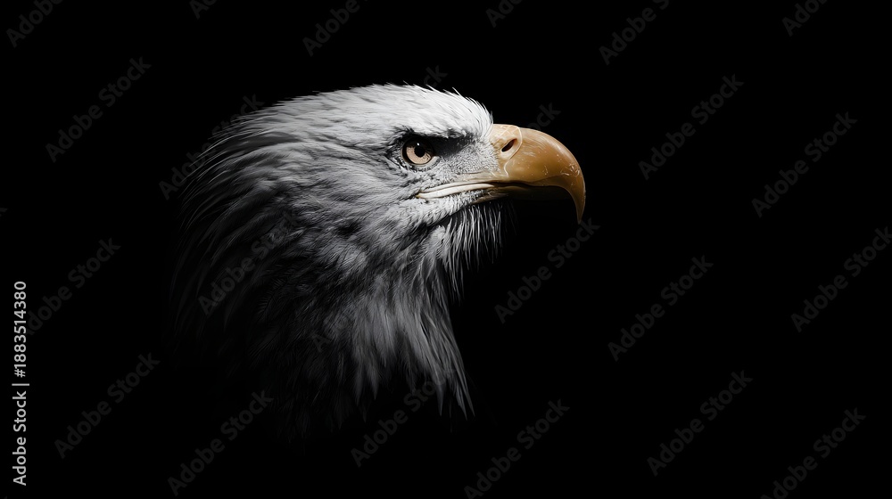 Obraz premium Cinematic Side Profile of a Eagle with Dramatic Lighting