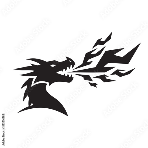 Silhouette of person facing roaring cartoon dinosaur isolated on transparent