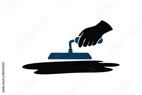 Hand Spreading Material with Trowel, construction process concept
