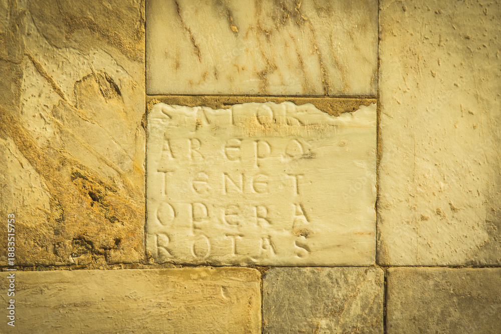 Obraz premium Facade of Siena Cathedral, Italy. The magic Sator square, esoteric word, Latin palindrome