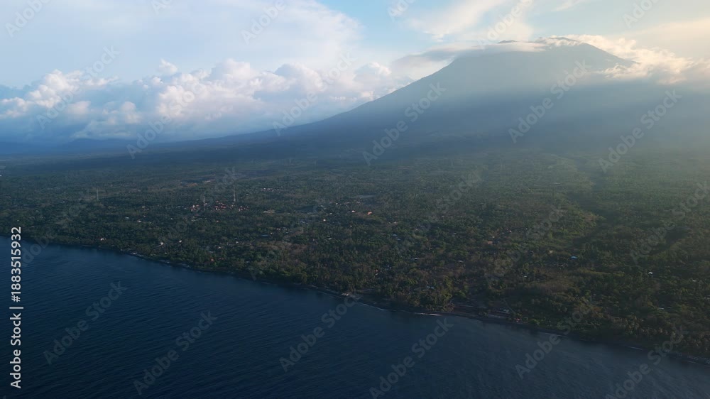 custom made wallpaper toronto digitalMountain landscape with ocean coastline and volcano slope. Drone view