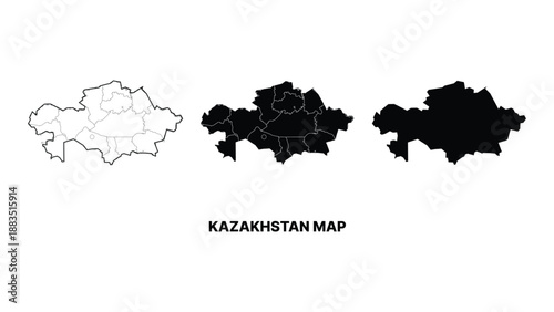 Kazakhstan map outline vector