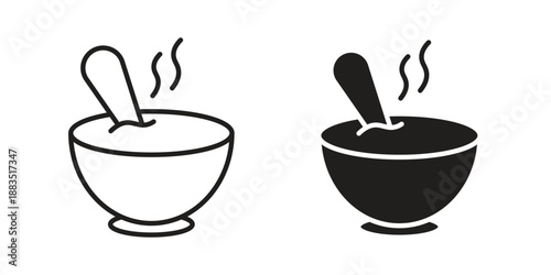Bowl of soup icon suitable symbol. Simple stock illustration stock