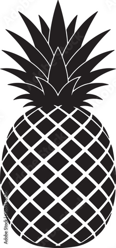 Black and white detailed pattern of a pineapple with transparent background also transparent background