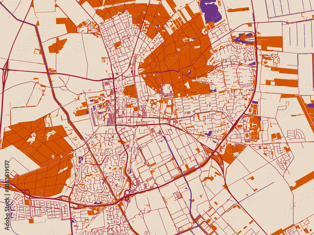 Obraz premium Urban planning style map of Emmen, Netherlands