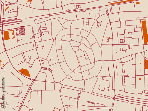 Tablou pe pânză Cartographic city illustration of Enschede Centrum, Netherlands
