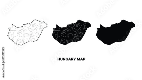Minimalist hungary map outline vector