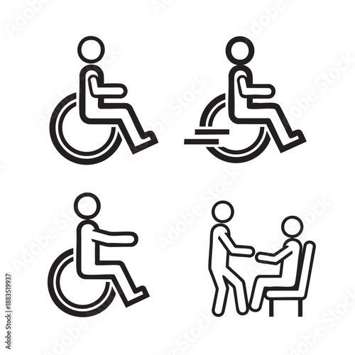 Set of disability access and assistance icons for universal design