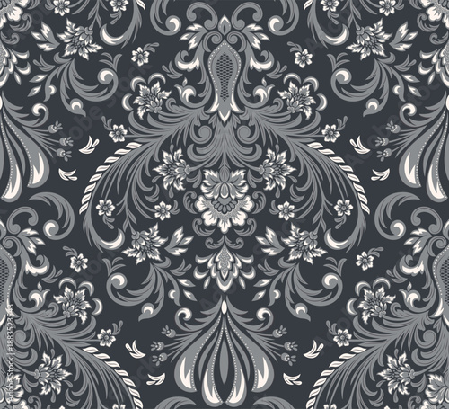 Damask modern seamless pattern element. Vintage classical old fashioned damask ornament, seamless texture for wallpapers, textile.