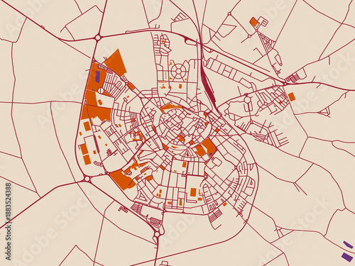 Fotografi Urban grid map — Beja, Portugal