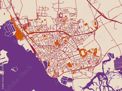 Vászonkép Urban map of Faro, Portugal