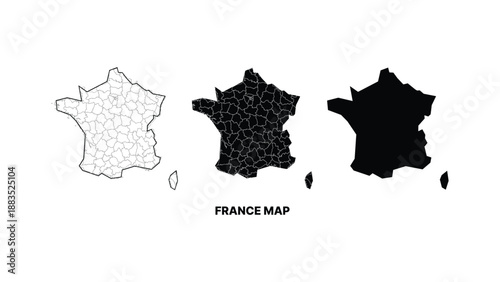 Minimalist france map in different styles