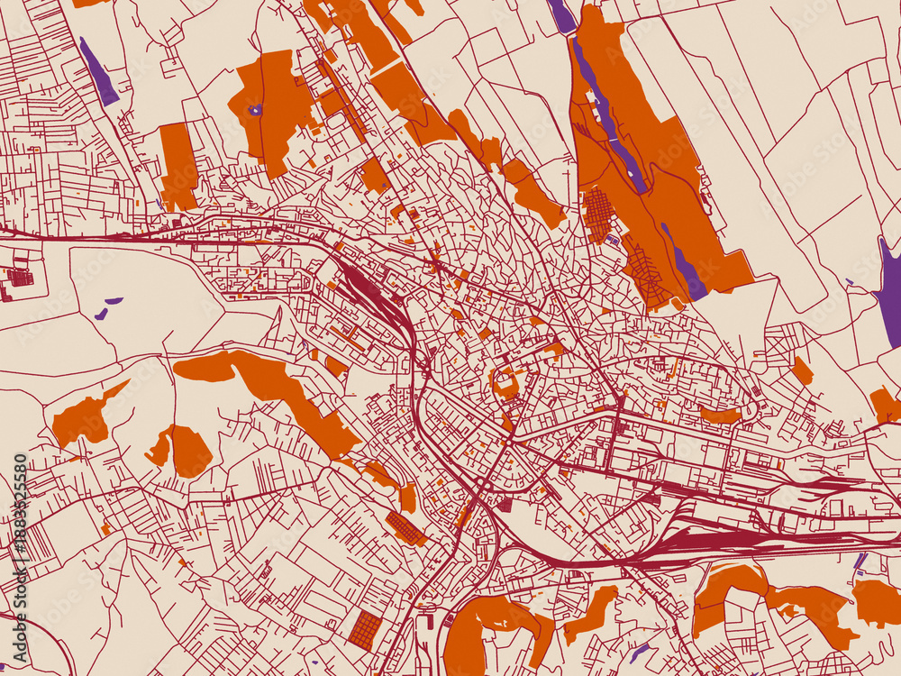 Naklejka premium Geographic city layout of Iasi, Romania
