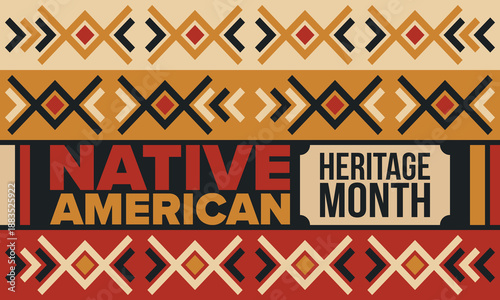Native American Heritage Month in November. American Indian culture. Celebrate annual in United States. Tradition pattern. Poster, card, banner and background. Vector ornament, illustration