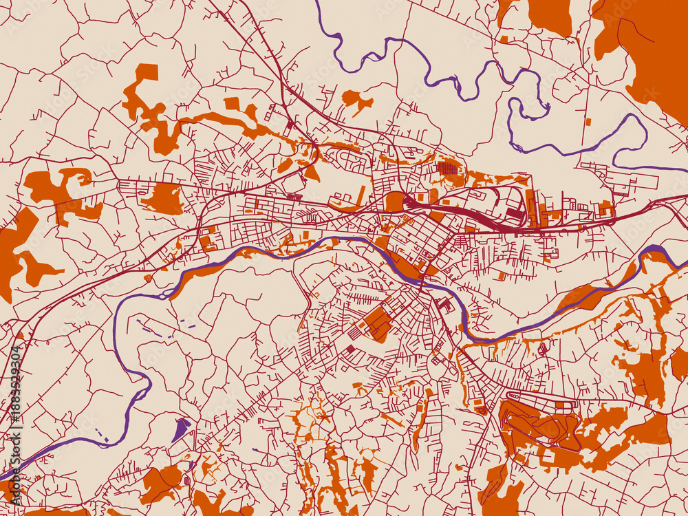 Fototapeta premium Kraljevo street grid map, Serbia