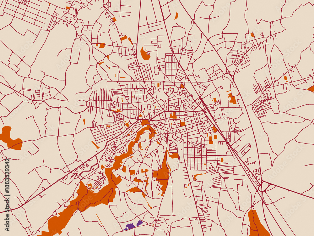 Naklejka premium City layout poster of Leskovac, Serbia