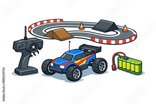 Colorful remote control car kit with track and accessories