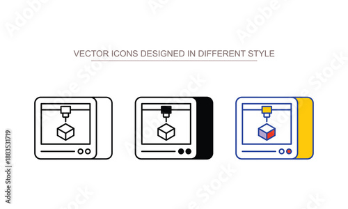 3D printer icon design with white background stock illustration