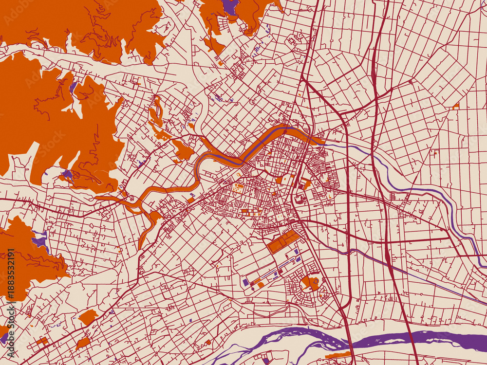 Obraz premium Street grid map of Yilan, Taiwan