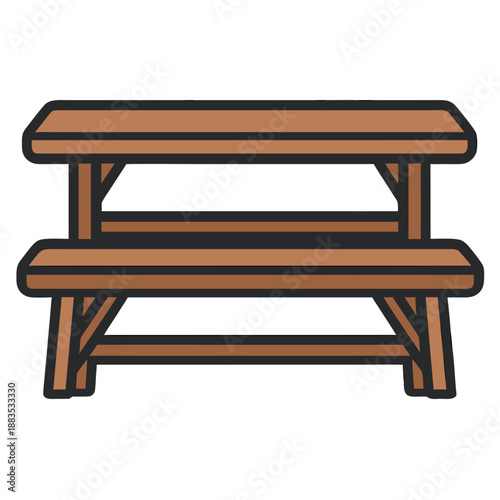Oktoberfest Beer Garden Wooden Bench and Table Icon