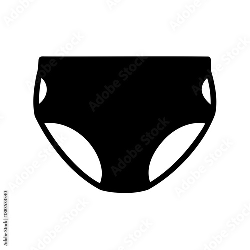Simple black silhouette illustration of underwear, featuring a minimalistic and iconic design