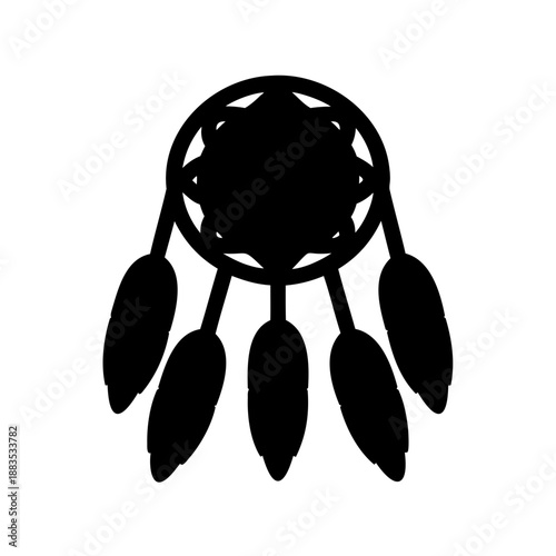 Stylized Dreamcatcher Silhouette with Intricate Circle and Feather Designs Illustration