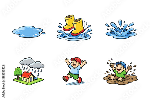 Playful rainy day activities for kids: jumping in puddles and mud fun