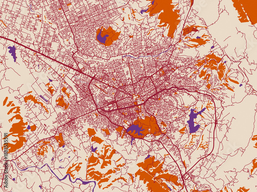 Urban cartographic illustration — Tirana, Albania