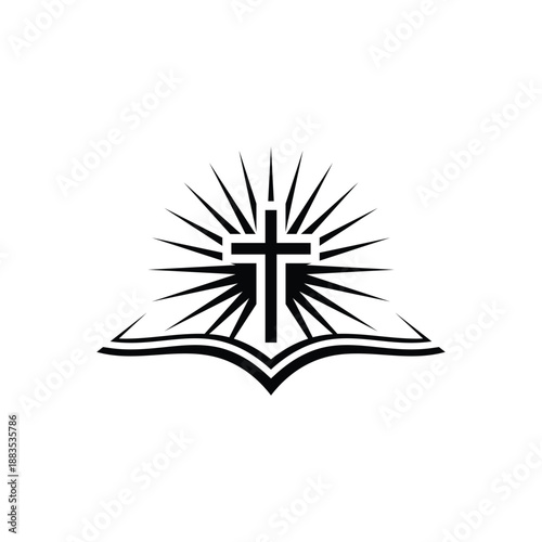 Christian cross crucifix for church bible sun summer logo design vector template