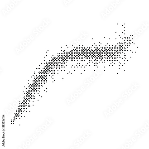 Pixelated dither wave texture. Black and white abstract ripple pattern. Retro bitmap noise raster background.