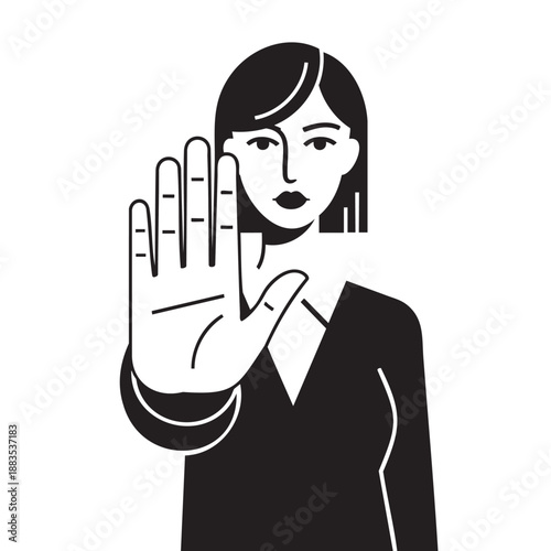 Hand making shushing gesture for silence or secrecy illustration
