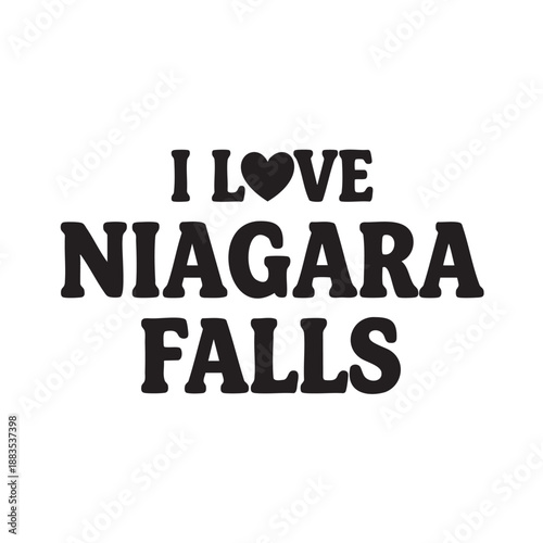 Handwritten love message for Niagara Falls travel souvenir design