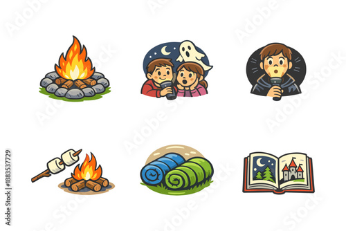 Cartoon campfire night: outdoor stories and adventures with kids and ghost tales