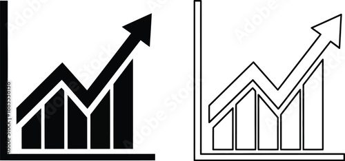 two simple graph icons showing upward trend and business growth