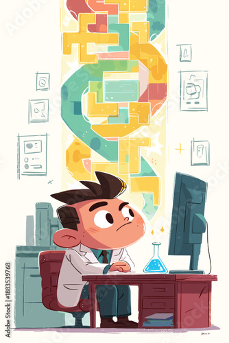 Scientist Analyzing Genetic Data in a Modern Laboratory