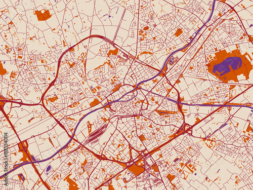 Εκτύπωση καμβά City map background — Kortrijk, Belgium