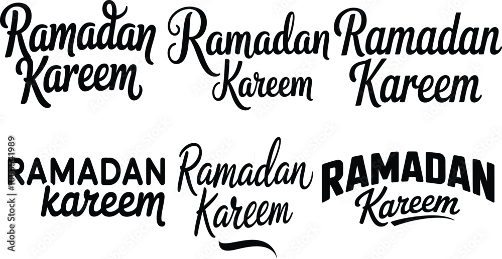 Fototapeta premium Ramdan kareem typography vectors set isolated on white background.