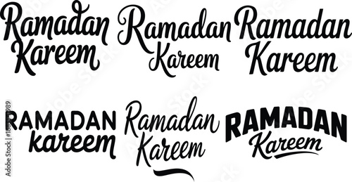 Ramdan kareem typography vectors set isolated on white background.