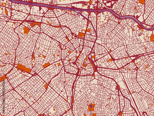 City plan map of Sao Paolo city center, Brazil