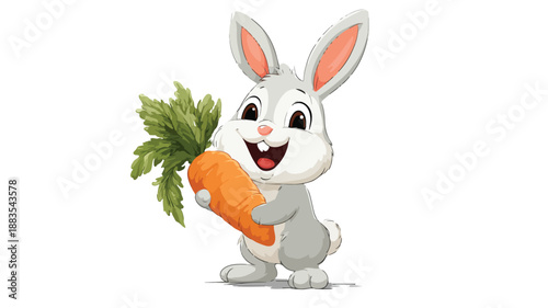Cheerful Rabbit with Carrot: Vector Illustration for Designs