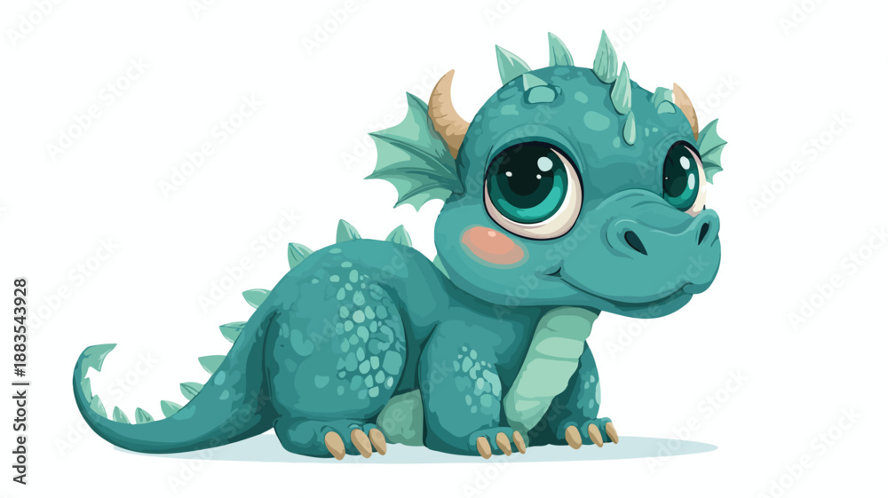 Fototapeta premium Adorable Baby Dragon Cartoon Vector on White Background for Design Projects