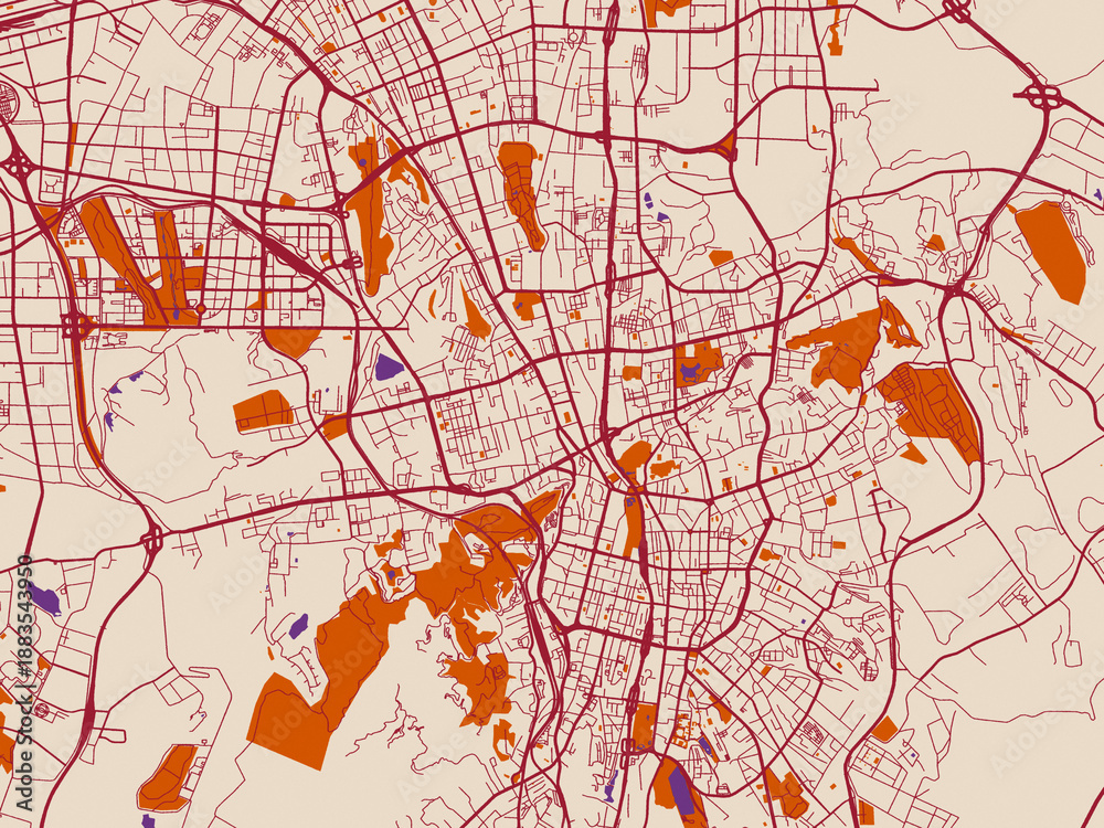 Obraz premium Urban planning style map of Urumqi, China