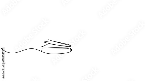 Open book with green sprout plant continuous line drawing animation. Growing knowledge concept animated video.