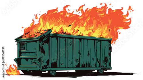Professional Dumpster Fire Clipart Vector Art & Illustration