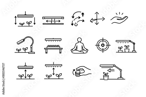 Light positioning arrows icon grow flexible cue mindful vector control setup stand