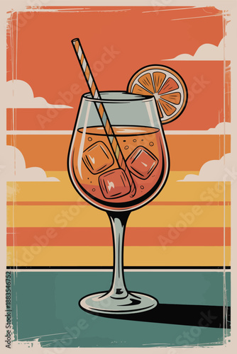 Refreshing Aperol Spritz Cocktail with Orange Slice and Ice Cubes