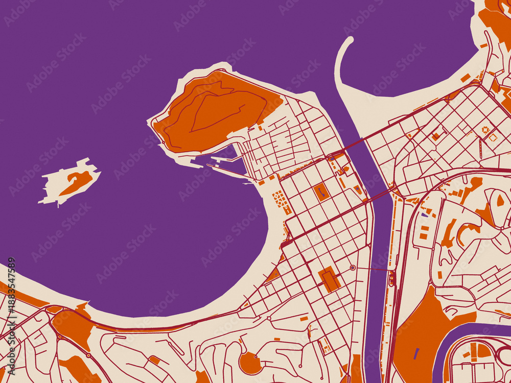 Obraz premium Urban planning style map of San Sebastian Centro, Spain