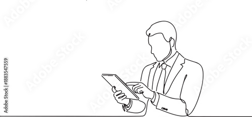 Man Using Tablet Computer businessman suit