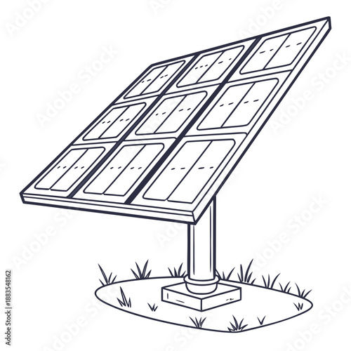 Solar panel installed in grass